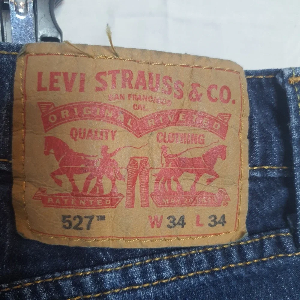 Levis 527 Slim Bootcut Jeans Mens‎ 34x34 Dark Wash Denim Cowboy Western 5 Pocket